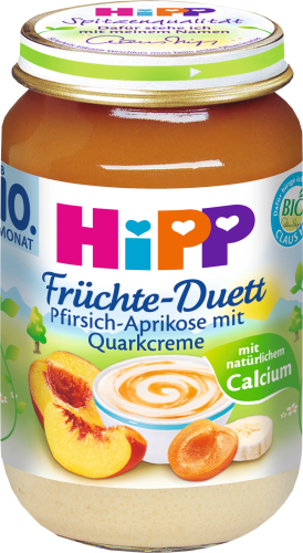 Früchte-Duett Pfirsich-Aprikose mit Quarkcreme ab 10. Monat, 160 g