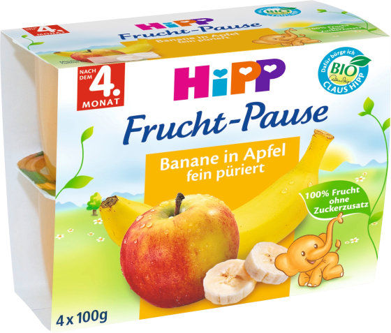 Früchtebecher Frucht-Pause Banane nach kg 0,4 dem 4x100 in Monat, 4. g, Apfel