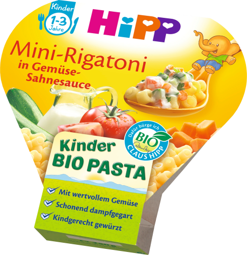 Kinderteller Kinder Bio Pasta Mini-Rigatoni in Gemüse-Sahnesauce ab 1 Jahr, 250 g
