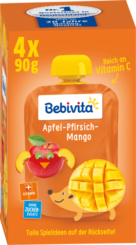 Quetschie Kinderspass Apfel-Pfirsich-Mango ab 1 Jahr (4x90 g), 360 g