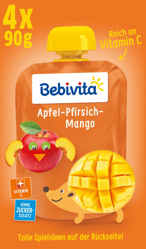 Quetschie Kinderspass Apfel-Pfirsich-Mango ab (4x90 Jahr 360 g g), 1