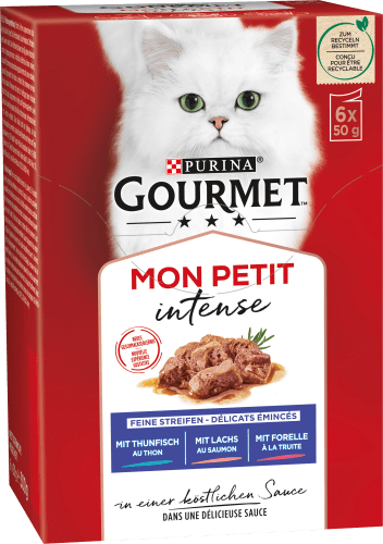 Petit Multipack mit Mon (6x50 g), Fisch, intense, Nassfutter Katze 300 g
