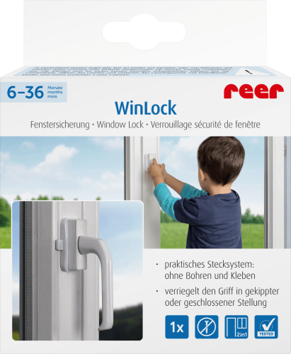 St 1 weiß, und WinLock, Fenster- Balkontürsicherung