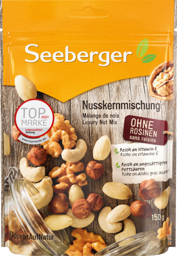 Nusskern-Mischung Cashew Haselnuss, 150 & mit g Nuss-Mischung, Mandel, Walnuss,