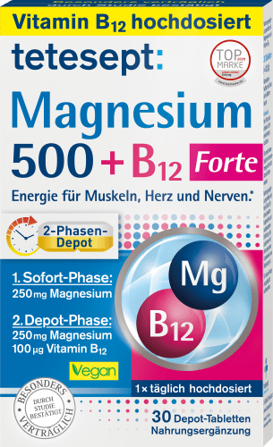 Magnesium 500 B12 30 St, Depot 42,8 g + Tabletten