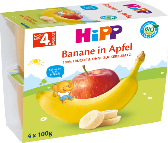 Früchtebecher Banane in Apfel nach dem 4. Monat, 4x100g, 0,4 kg