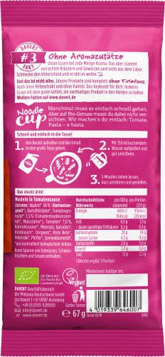 Fertiggericht, Noodle Cup mit Tomatensauce, g 67 No.7
