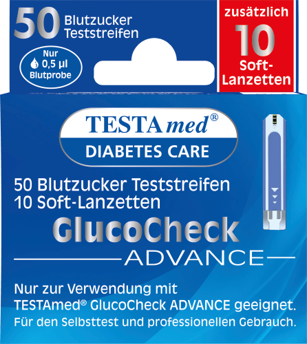 Kombipackung ADVANCE 50 Glucocheck Blutzucker-Teststreifen + Lanzetten, 10 50 St