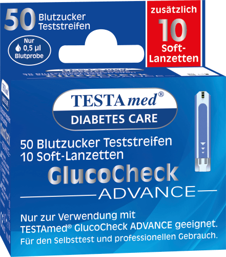 Kombipackung ADVANCE 50 Glucocheck Blutzucker-Teststreifen + Lanzetten, 10 50 St