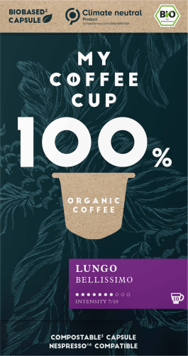 Kaffee-Kapseln, Lungo, kompostierbar, 10 St