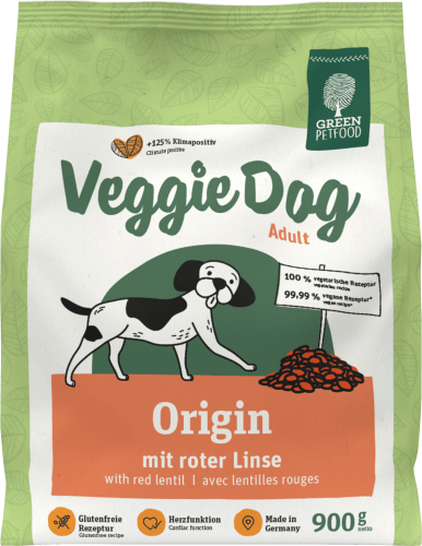 Trockenfutter Hund mit roten Linsen, Veggie Dog Origin, Adult, 900 g