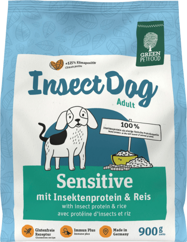 Insektenprotein Dog, mit Sensitive Hund & Trockenfutter 900 g Insect Adult, Reis,