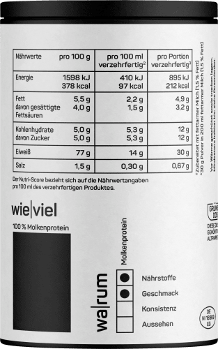 g Proteinpulver, Whey ungesüßt, geschmacksneutral, 300