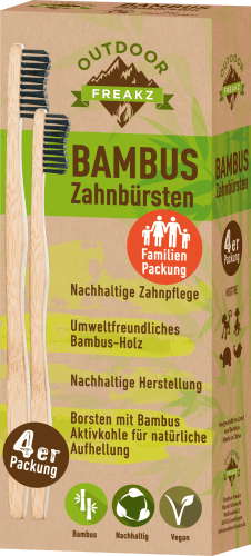 Zahnbürste Bambus Familien Packung (4er St mittel Packung), 4