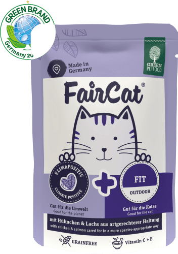 Nassfutter Katze mit Hühnchen & Lachs Fit Outdoor, FairCat, 85 g