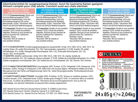 Adult, Katze, kg Gelee, (24x85g), Wasser Geschmacksvielfalt in aus Nassfutter Multipack dem 2,04