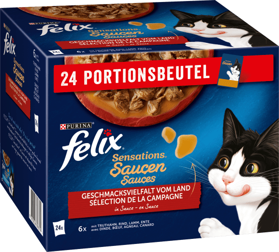 Nassfutter Katze, Sensations Saucen - Geschmacksvielfalt vom Land, Adult, Multipack (24x85  g), 2,04 kg