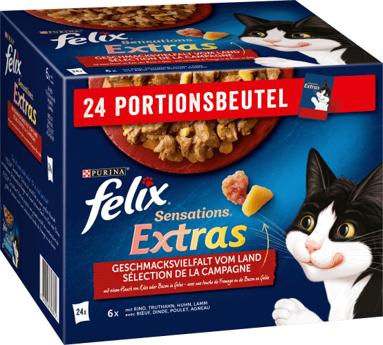 Nassfutter Katze, Extras Geschmacksvielfalt vom Land, Adult, Multipack (24x85 g),, 2,04 kg