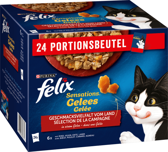 Nassfutter Katze, Sensations Gelée - Geschmacksvielfalt vom Land, Adult, Multipack (24x85 g), 2,04 kg