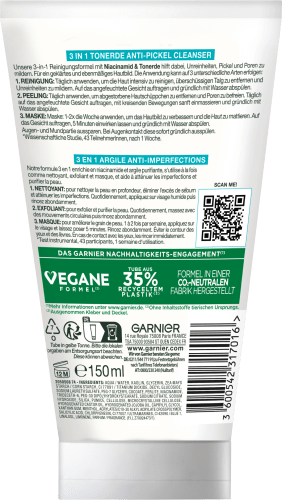 Anti Pickel Reinigungscreme Hautklar 150 Tonerde, 3in1 ml