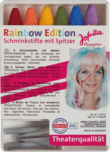 6 Schminkstifte Regenbogen mit Spitzer, 1 St | Eyeliner & Kajal