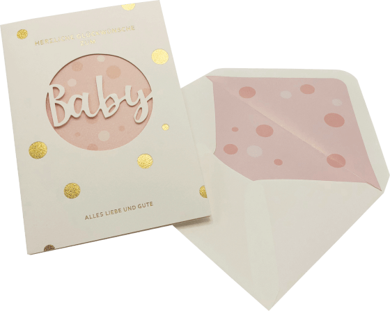 Grußkarte Baby Rosa, 1 St