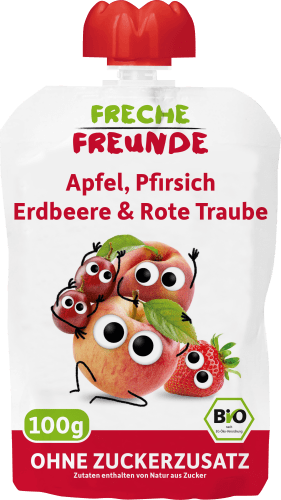 Pfirsich, Apfel, 100 Erdbeere & Traube rote g Quetschie 100g,