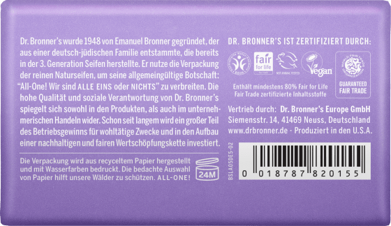 Seifenstück reine Naturseife Lavendel, 140 g