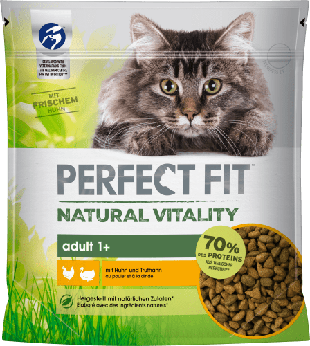 mit vitality, Truthahn, Huhn Trockenfutter natural Adult, Katze 650 g &