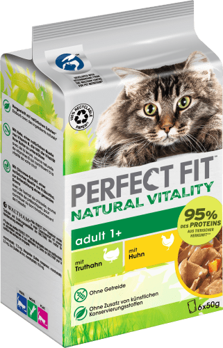 Nassfutter Katze mit Huhn natural 300 Truthahn, g), Multipack (6x50 vitality, & g