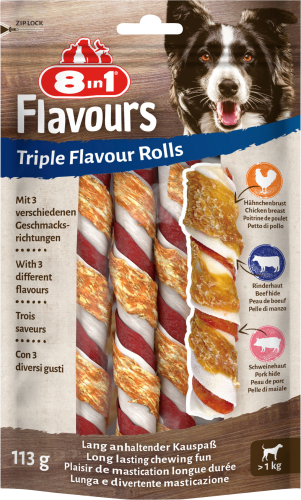 Hundeleckerli triple flavour Rolls, 3 St