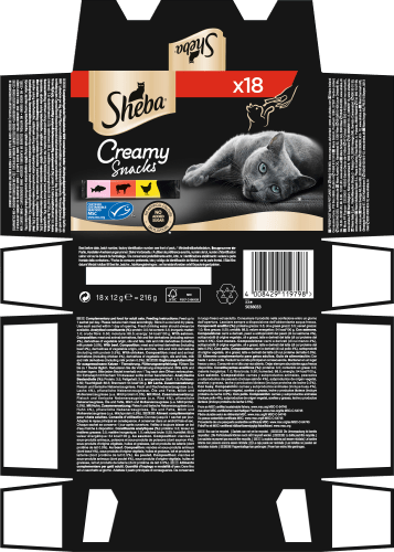 Creamy Katzenleckerli Snacks, 216 g), Multipack g (18x12