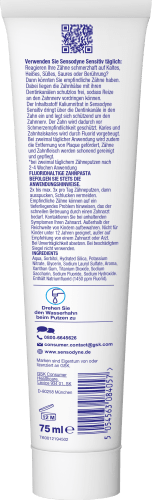 Zahnpasta Sensitiv Fluorid, 75 ml
