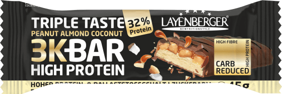 Proteinriegel 3K Bar High Protein 32%, Peanut Almond Coconut Triple Taste, 45 g