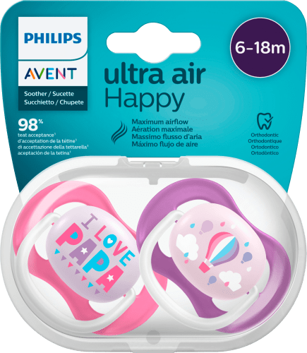 Monate, Schnuller air pink/lila, St 1 ultra happy Silikon, 6-18