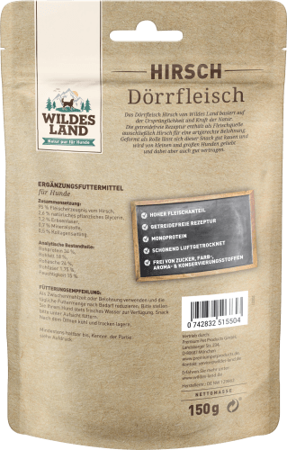 Hirsch Dörrfleisch, Kausnack Hund, 150 g