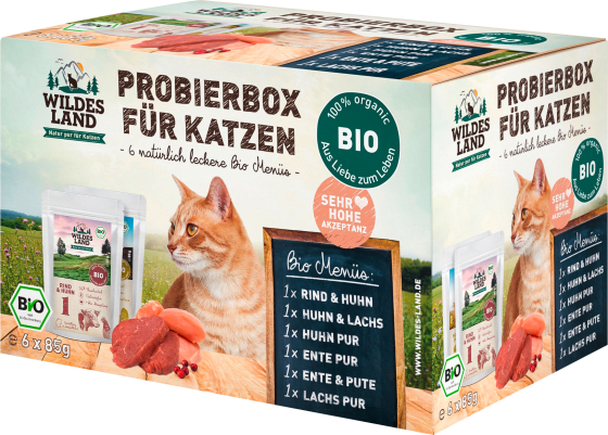 Nassfutter Katze, Bio Probierbox Multipack (6x85g), 510 g