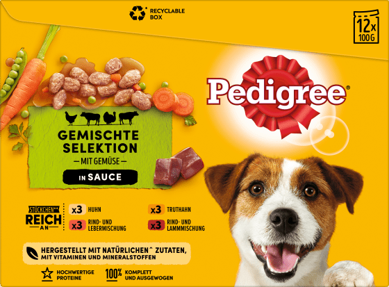 Nassfutter g), Hund Selektion Multipack in 1,2 gemischte Sauce, (12x100 Adult, kg