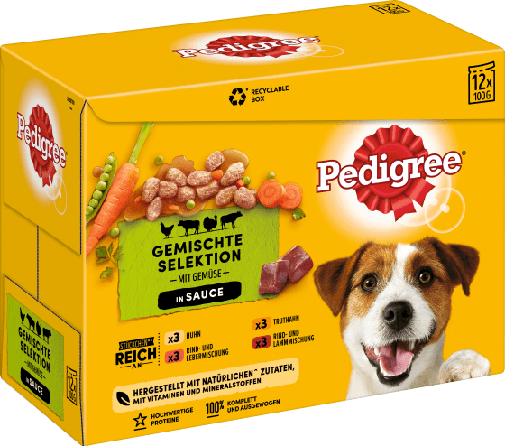 Nassfutter Hund gemischte Adult, (12x100 1,2 g), Sauce, kg Multipack in Selektion