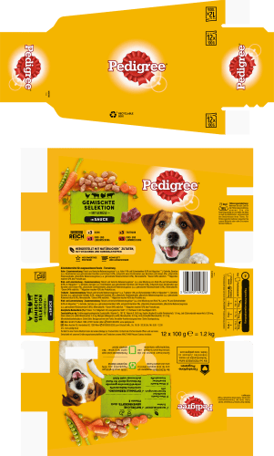 1,2 Adult, Hund in Sauce, kg Nassfutter (12x100 gemischte Multipack g), Selektion