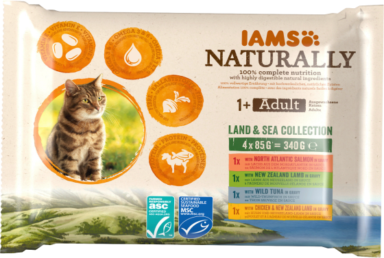 Nassfutter Katze Land & Sea g Collection 340 in Naturally Mix, Multipack Sauce (4x85 Adult, g)