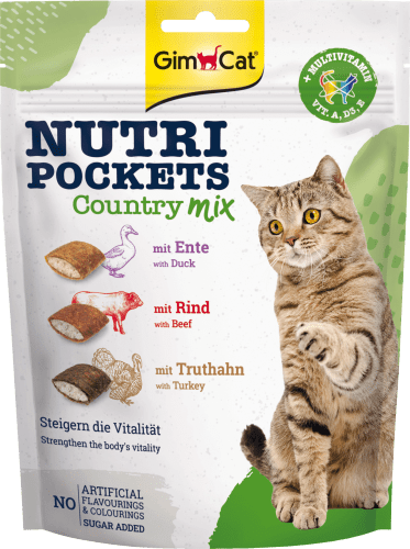 Truthahn, mit Katzenleckerli Nutri Country-Mix, 150 & g Pockets Ente, Rind