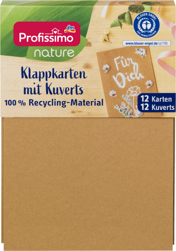 nature Klappkarten-Set mit Kuverts 12 Recycling-Material, aus St