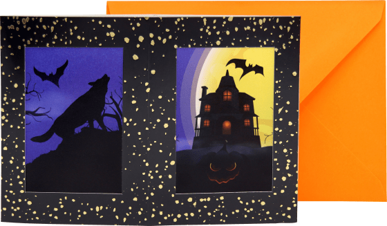 Grußkarte Halloween Teelicht Fledermaus, 1 St