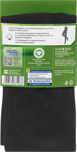 50/52, Strumpfhose schwarz Bio-Baumwolle Gr. 1 St