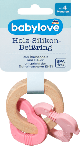 Holz-Silikon-Beißring Vogel/pink, 1 Stück, 1 St | Zahnen