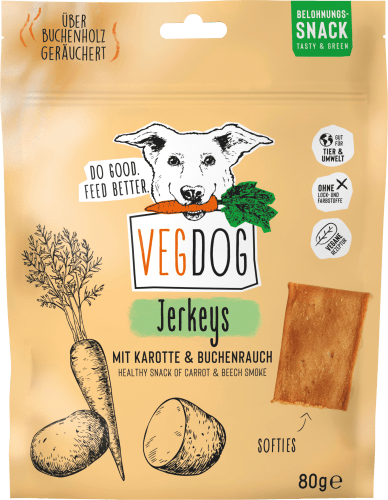 Hundeleckerli mit Karotte & 80 g Buchenrauch, Jerkeys