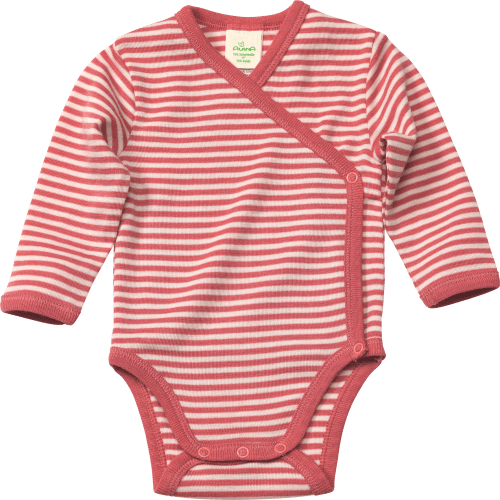 Baby Wickelbody, Gr. 50/56, aus Bio-Wolle und Seide, weiß, rosa, 1 St