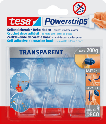 Dekohaken Powerstrips® transparent St 5tlg, Set 1