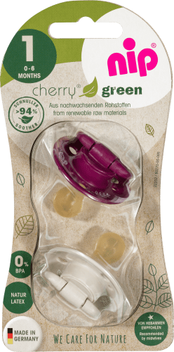 Schnuller Cherry Green Latex, beige/violett, Gr.1, 0-6 Monate, 2 St
